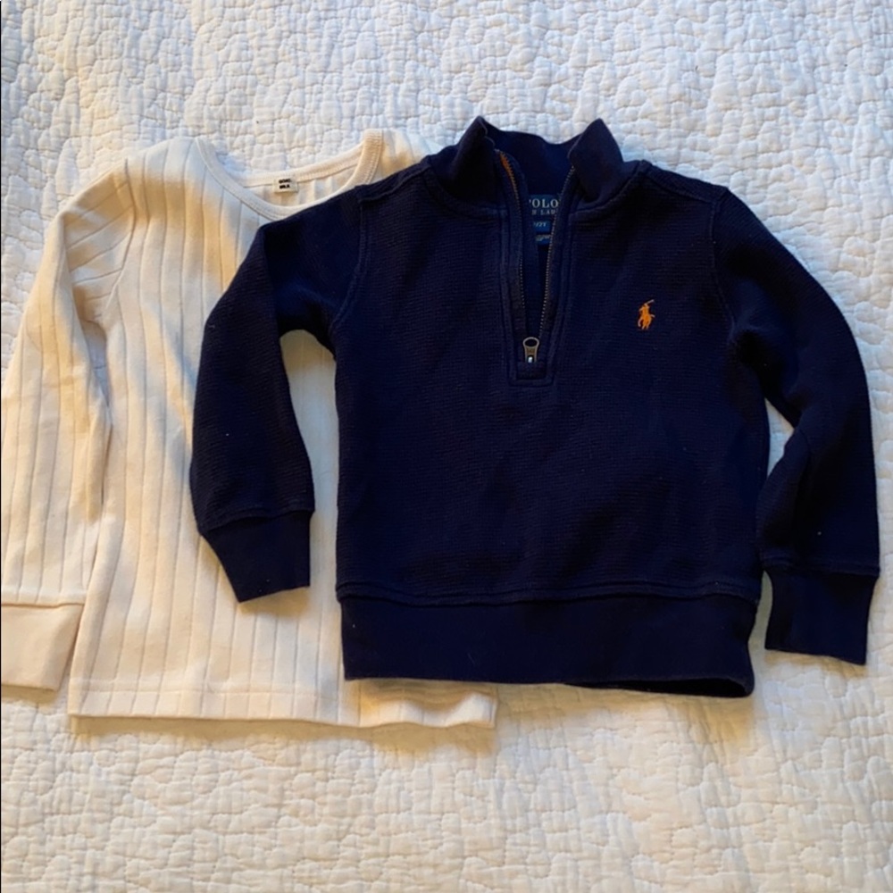 Ralph Lauren Boys Navy Zip LS Top w/ free T-shirt